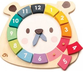 Ceasul Ursul colorat, din lemn, 12 piese