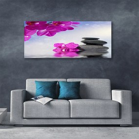 Tablou pe panza canvas Pietrele florale flori roz gri