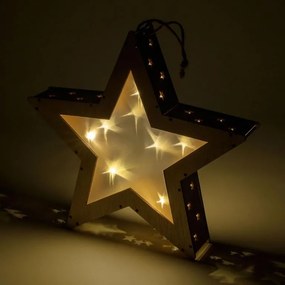 Stea de Crăciun din lemn cu efect 3D, 8 LED-uri