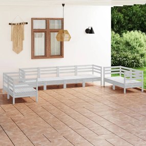 3082603 vidaXL Set mobilier de grădină, 8 piese, alb, lemn masiv de pin