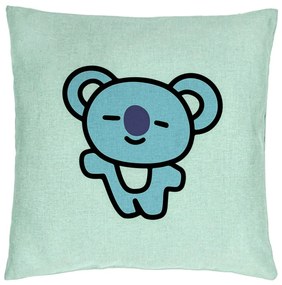 Perna Decorativa, Model Ursulet Koala, 40x40 cm, Verde Menta, Husa Detasabila, Burduf