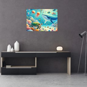 Tablou pe sticlă - Lumea sub apă (70x50 cm)