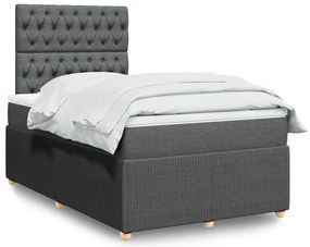 vidaXL Pat box spring cu saltea, gri închis, 120x190 cm, textil