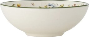 Set 4 boluri din ceramică natur cu motive florale botanice multicolor, 12×4,5 cm, "Bloomie"