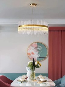 Candelabru Textura Cristal, Metal, 96W, Auriu