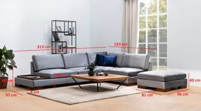Coltar Tulip Corner Right With Pouf, Gri Inchis