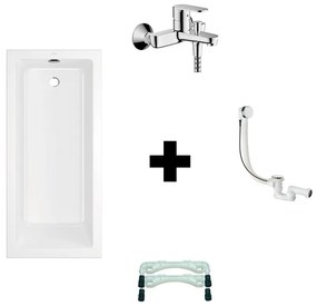 Set cada Villeroy &amp; Boch, Targa, 160 x 70 cm, baterie Hansgrohe, Vernis Blend, instalatie Rotexa 2000, Kludi si picioare pentru cada Villeroy &amp; Boch