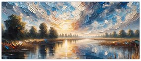 Tablou - Pictură cu soarele deasupra apei (120x50 cm)