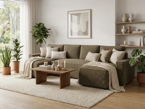 Canapea extensibila in forma de U SMART BOUCLE, bej inchis, 303x143 cm