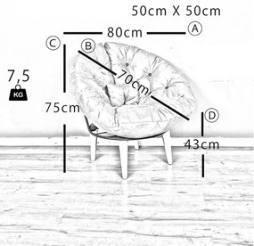 Fotoliu tapitat cu stofa si picioare metalice,rotund,homs,seria B-120,20042