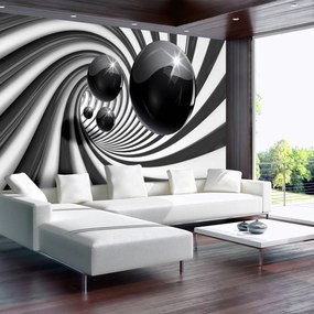 Fototapet - 3D tunel alb negru (254x184 cm)