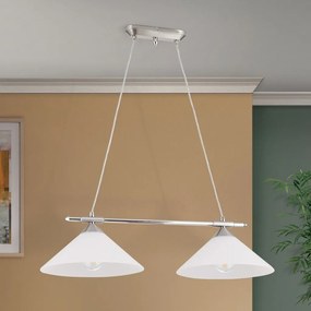 Lustra, Pendul realizat manual ARTDESIGN 2L, crom satinat/ alb opac