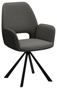 Scaun de sufragerie gri închis cu cotiere Graham – Actona