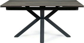 Masa extensibila moderna COLUMBUS CERAMIC, maro/negru mat, sticla secu
