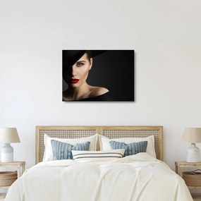 Tablou pe sticlă - Portretul femeii cu pălărie (70x50 cm)