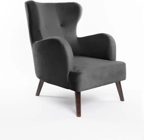 Fotoliu gri închis wing cu tapițerie din catifea Noemye – Bonami Selection