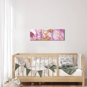 Tablou - Abstract roz (cu ceas) (90x30 cm)