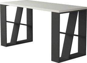 Masa birou HONEY, alb/gri antracit, PAL melaminat, 140x60x75 cm