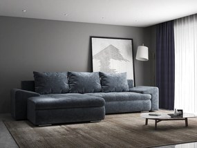 Colțar extensibil dumonde cu ladă de depozitare si sezut confortabil din spuma high-density, Leonardo Euphoria Grafit 260x185 cm