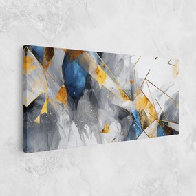 Tablou Canvas, 50x100cm, Dormitor si Living, Abstracte, Abstract cu linii, Abstract Gold Blue Pattern