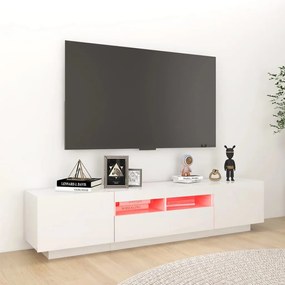 Comoda TV cu lumini LED, alb extra lucios, 180x35x40 cm 1, Alb foarte lucios