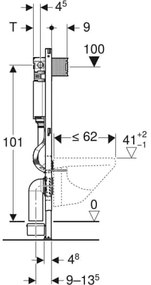 Rezervor incastrat Geberit Duofix Omega 12 cm, cu cadru si actionare frontala, H 112 cm - GEB111.060.00.1