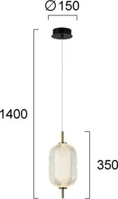 Lustră suspendată pe cablu PELLUCID LED/11W/230V auriu/transparent
