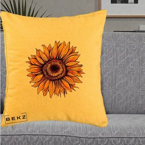 Perna Decorativa Floarea Soarelui Vibranta, 40x40 cm, Galben, Husa Detasabila, Perna Inclusa, BEKZ®