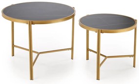 Set 2 buc. măsuțe de cafea Fantoma (marmură negru + auriu). 1092440