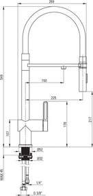 🚰 Baterie bucătărie MAGNETIC, cu racord filtru de apă & pipă flexibilă finisaj: Otel slefuit – Cod BRM_F75M