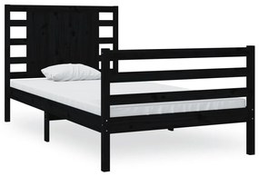 Cadru de pat, negru, 90x200 cm, lemn masiv de pin Negru, 90 x 200 cm