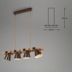 Lustră pe cablu Briloner 4406-044 TALE 4xE27/40W/230V maro