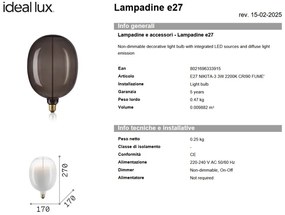 Bec LED Decorativ, E27 Nikita-3 3w 2200K cri90, Fumuriu