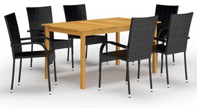 vidaXL Set mobilier pentru grădină, 7 piese, negru