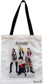 Sacosa de Panza pentru Cumparaturi, Geanta Tote, model Blackpink 4, Cu fermoar, 38x34.5 cm, Alba, BEKZ®
