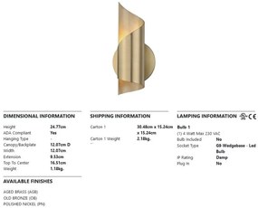 Aplica de perete design modern EVIE, alama antichizata