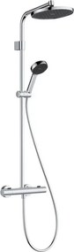 Coloana de dus cu baterie termostatata Hansgrohe Activera S EcoSmart para cu 2 functii finisaj crom lucios