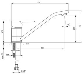 Baterie de chiuvetă Deante BFC_060M CORIO crom lucios