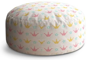 Taburet Circle coroane roz pe alb, colorat