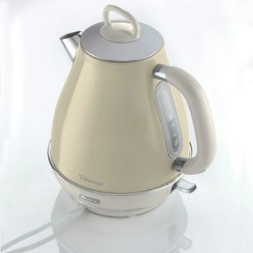 Cana electrica VINTAGE 2869/03, 2000W, 1,7 L, Filtru detasabil, Fereastra de apa, 360C° bază fara fir, Bej