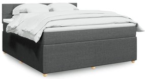 vidaXL Pat box spring cu saltea, gri închis, 180x200 cm, textil