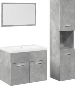 vidaXL Set mobilier de baie, 4 piese, gri beton, lemn compozit