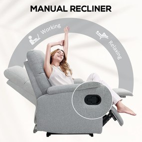 HOMCOM Fotoliu Recliner din In cu Suport Reglabil pentru Picioare, 69x91,5x103 cm, Gri | Aosom Romania