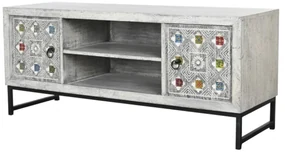Comoda TV, gri, din lemn de mango, Mistral