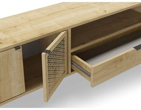 Masă TV în culoare naturală cu aspect de lemn de stejar 160x50 cm Inca – Marckeric