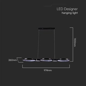 Lustră LED pe cablu LED/38W/230V 4000K negru