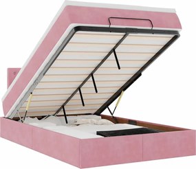vidaXL Cadru de pat otoman cu saltea, catifea roz 120x200cm