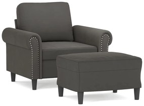 3153624 vidaXL Fotoliu canapea cu taburet, gri închis, 60 cm, catifea
