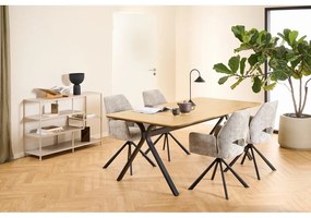 Scaun de sufragerie gri deschis cu cotiere tapițat Graham – Actona