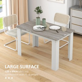 HOMCOM Masă Modernă de Dining pentru 4-6 Persoane 120x69x75 cm Gri și Alb | Aosom Romania